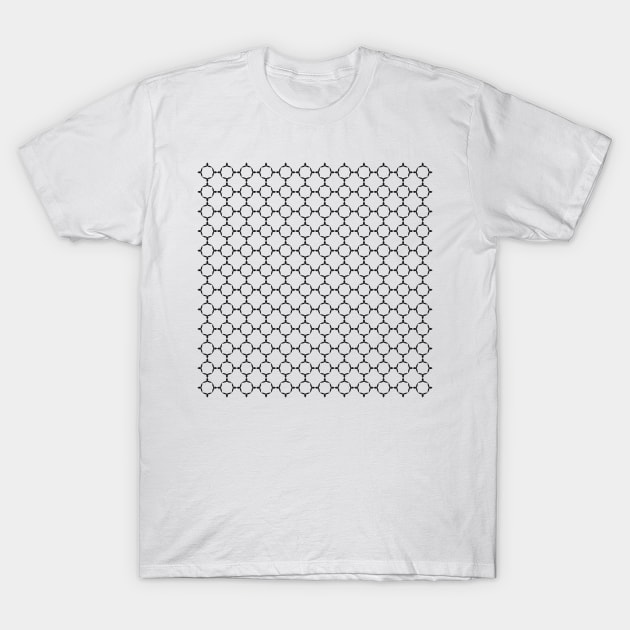 Geometric Trellis Pattern (Black) T-Shirt by John Uttley